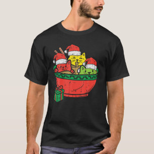 Santa Ramen Cats Anime Christmas Pajamas Xmas Pjs T-Shirt