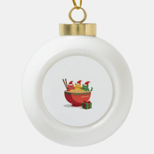Santa Ramen Cats Anime Christmas Xmas Kids Girls M Ceramic Ball Christmas Ornament