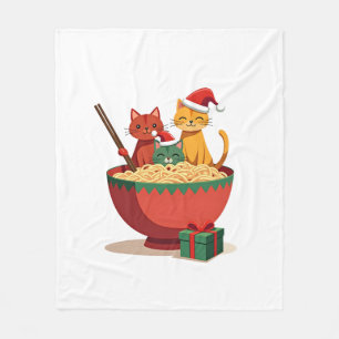Santa Ramen Cats Anime Christmas Xmas Kids Girls M Fleece Blanket