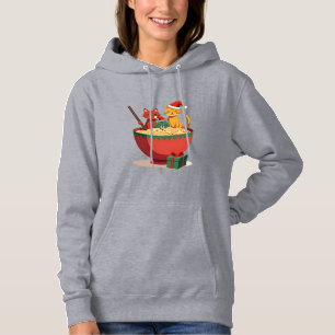 Santa Ramen Cats Anime Christmas Xmas Kids Girls M Hoodie