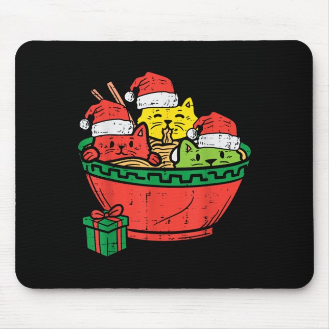 Santa Ramen Cats Anime Christmas Xmas Kids Girls M Mouse Pad (Front)