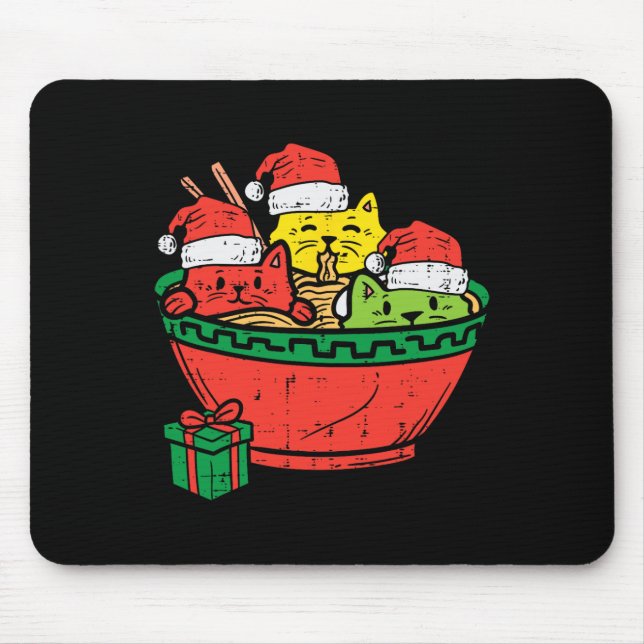 Santa Ramen Cats Anime Christmas Xmas Kids Girls M Mouse Pad (Front)