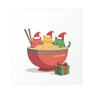 Santa Ramen Cats Anime Christmas Xmas Kids Girls M Notepad