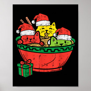Santa Ramen Cats Anime Christmas Xmas Kids Girls M Poster