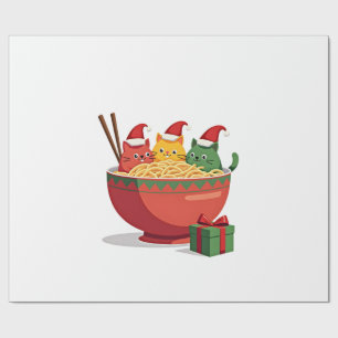 Santa Ramen Cats Anime Christmas Xmas Kids Girls M Wrapping Paper