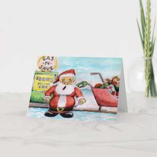 Santa Ran out of Gas Christmas Card! Holiday Card