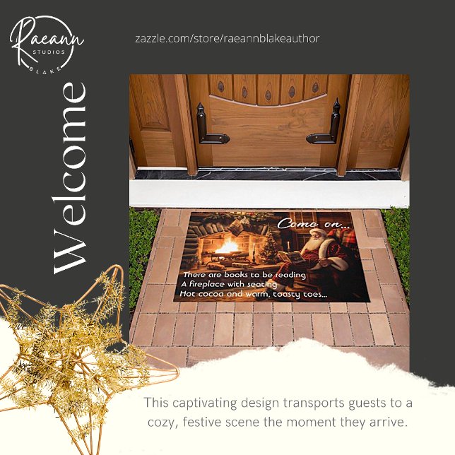 Santa Reading by the Fire Christmas Door Mat (Creator Uploaded)