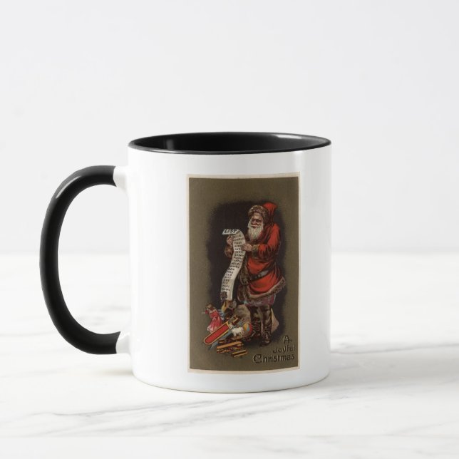 Santa Reading his Good Children List Mug (Left)