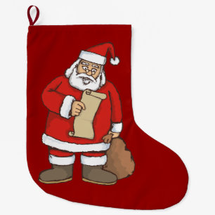 Santa reading large christmas stocking