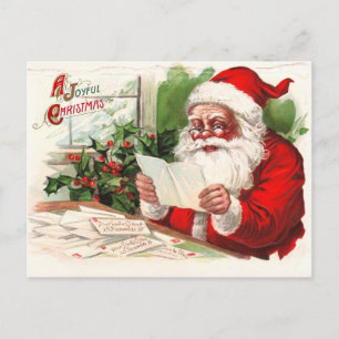 Santa Reading Mail Holiday Postcard