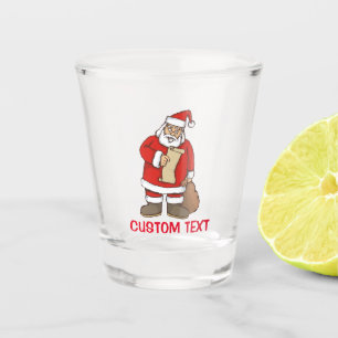 Santa reading shot glass