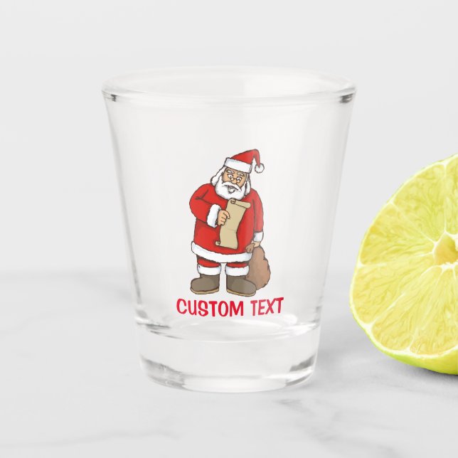 Santa reading shot glass (Front)