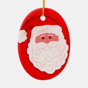Santa red and white custom message ceramic ornament