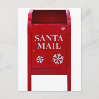 Santa Red Mail Box with snowflakes Holiday Postcard