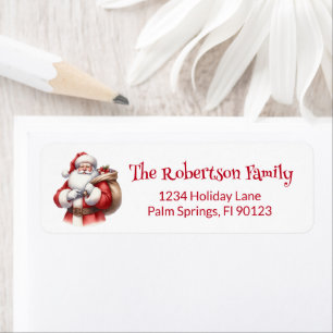 Santa Red Return Address Label