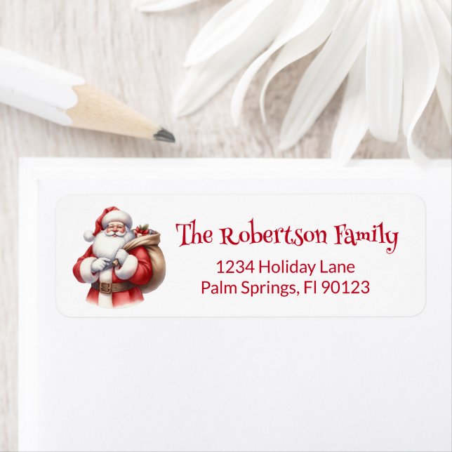 Santa Red Return Address Label (Insitu)