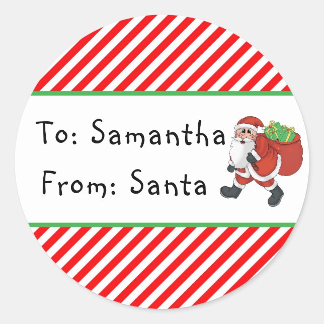 Santa Red White Christmas Gift Tag (Front)