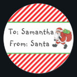 Santa Red White Christmas Gift Tag<br><div class="desc">Personalise this Christmas sticker with the child's name!  This cute Santa Christmas sticker is perfect for kids or anyone who's into the holiday spirit!</div>