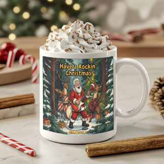 Santa Reindeer Band Rockin Christmas Coffee Mug