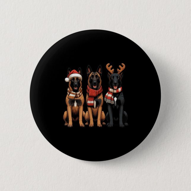 Santa Reindeer Belgian Malinois Christmas Malinois 6 Cm Round Badge (Front)