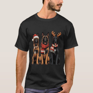 Santa Reindeer Belgian Malinois Christmas Malinois T-Shirt