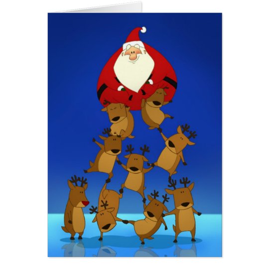 Santa & Reindeer (Blank Card) Card