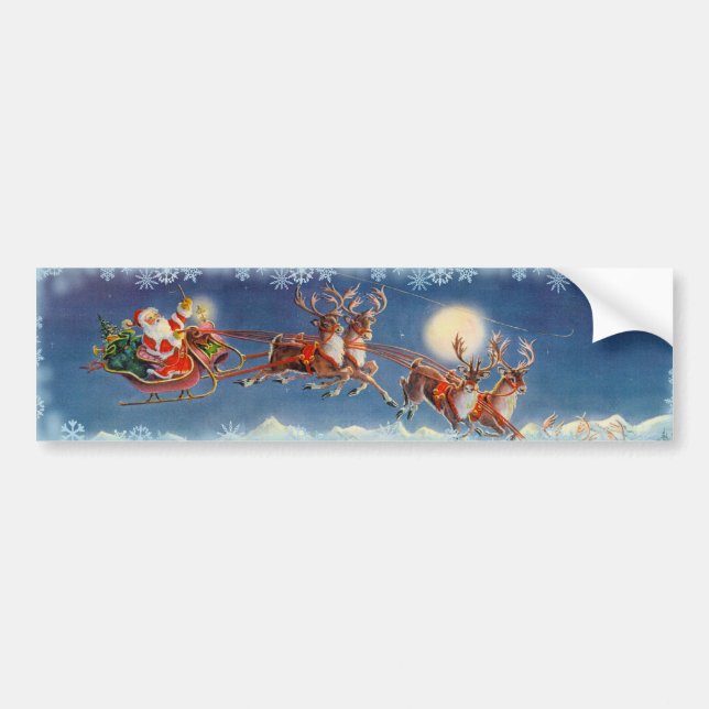SANTA  & REINDEER by SHARON SHARPE Bumper Sticker (Front)