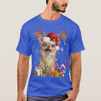Santa Reindeer Chihuahua Christmas Lights Xmas Dog T-Shirt