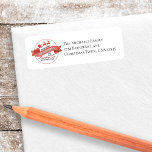 Santa Reindeer Christmas Return Address Return Address Label<br><div class="desc">This design features a Christmas return address label,  a modern minimalist,  informal casual,  Santa Claus,  perfect for holiday mailing,  with a red and white,  reindeer sleigh rides,  stylish trendy,  cute whimsical,  with a minimal sign design.</div>