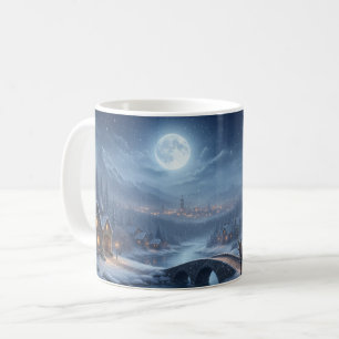 Santa Reindeer Christmas Tree Snowy Village Mug