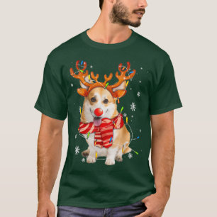 Santa Reindeer Corgi Christmas Lights Xmas Dog Cor T-Shirt