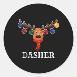 Santa Reindeer Dasher Xmas Group Costume Classic Round Sticker
