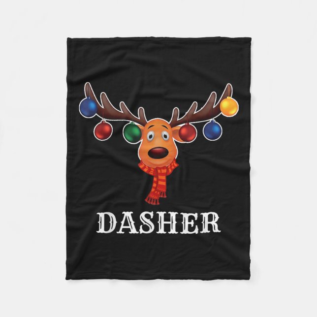 Santa Reindeer Dasher Xmas Group Costume  Fleece Blanket (Front)