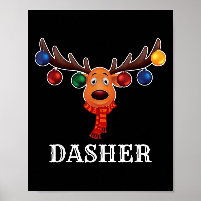 Santa Reindeer Dasher Xmas Group Costume  Poster (Front)