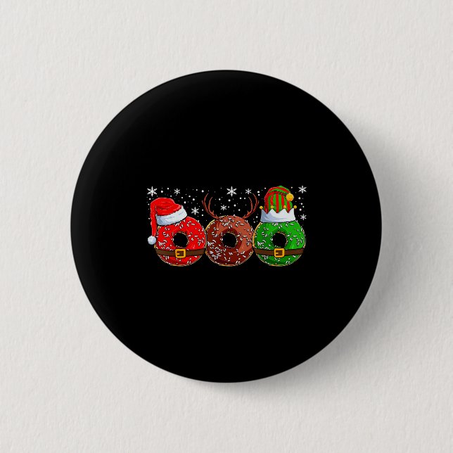 Santa Reindeer Elf Donut Doughnut Christmas Womens 6 Cm Round Badge (Front)