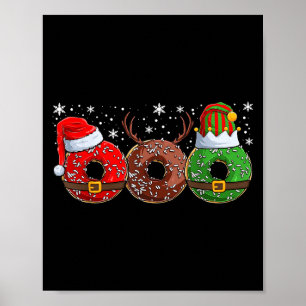 Santa Reindeer Elf Donut Doughnut Christmas Womens Poster