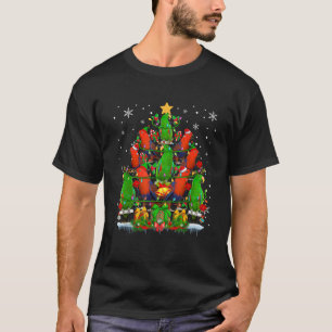 Santa Reindeer Elf Eclectus Parrots Christmas Tree T-Shirt