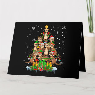 Santa Reindeer Elf Ferrets Christmas Tree Lights F Card