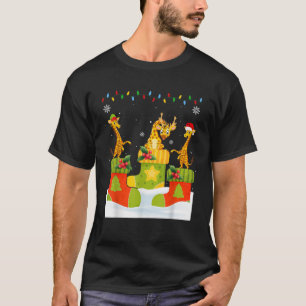 Santa Reindeer Elf Giraffe in Christmas Socks Ugly T-Shirt