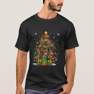 Santa Reindeer Elf Walruses Christmas Tree Lights  T-Shirt
