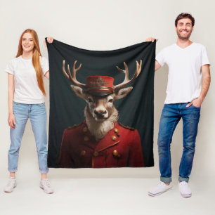 Santa Reindeer Fleece Blanket