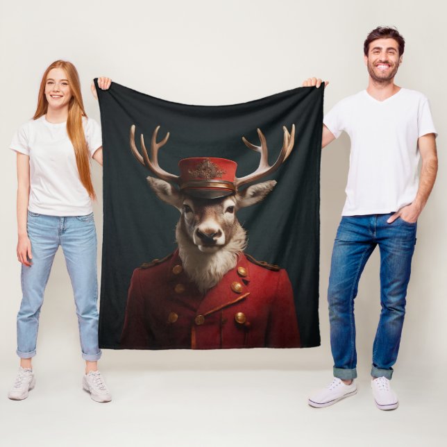 Santa Reindeer Fleece Blanket (In Situ)