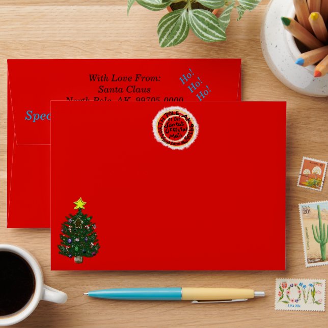 Santa Reindeer Fun Faux Mail Christmas A7 Envelope (Desk)