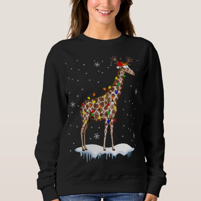 Santa Reindeer Giraffe Xmas Light Santa Reindeer G Sweatshirt (Front)