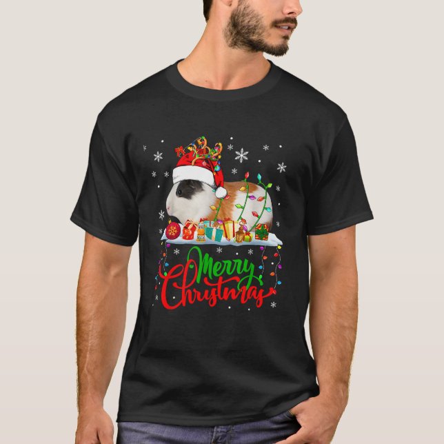 Santa Reindeer Guinea Pig Xmas Rodent Lover Kids T T-Shirt (Front)