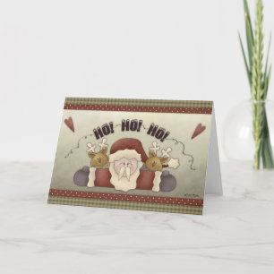 Santa & Reindeer HO HO HO Christmas Card