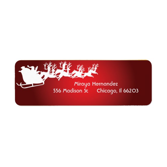 Santa & Reindeer in a Sleigh Address Labels (Front)