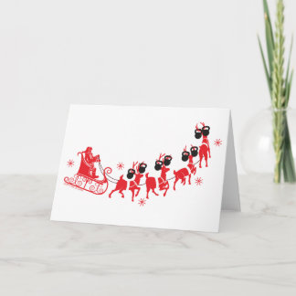 Santa & Reindeer Kettlebell Merry Christmas Card