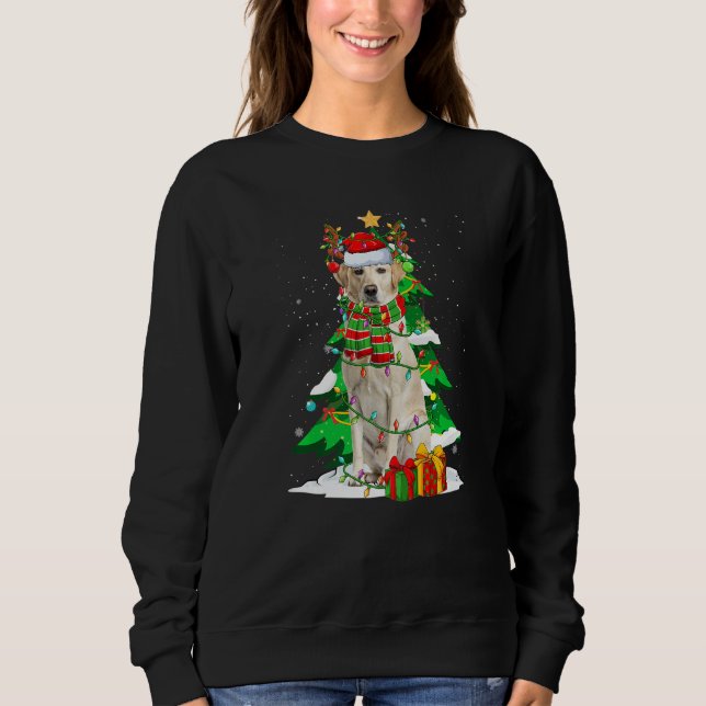 Santa Reindeer Labrador Retriever Dog Xmas Lights  Sweatshirt (Front)