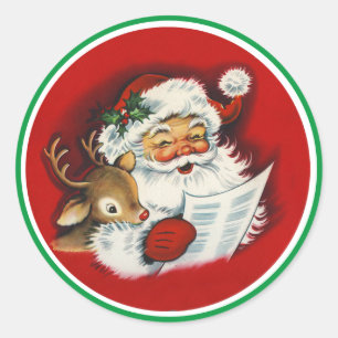 Santa & Reindeer Naughty or Nice List Envelope Classic Round Sticker
